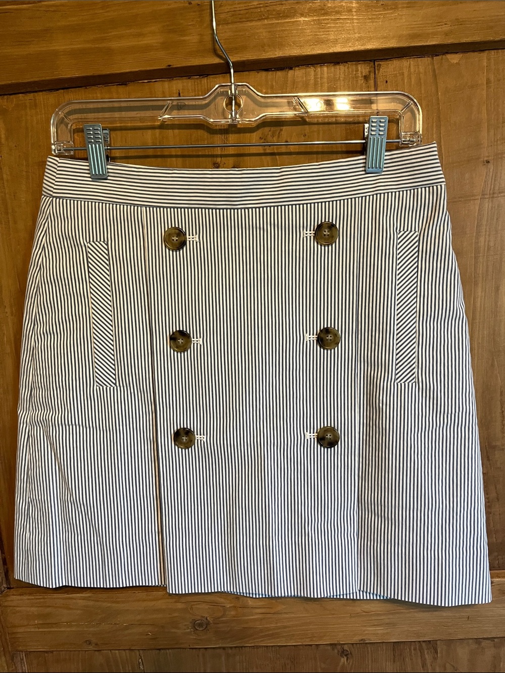 J. Crew Blue and White Striped Mini Skirt 6